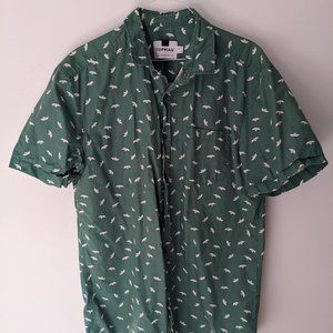 Paper boat print button up men's shirt.